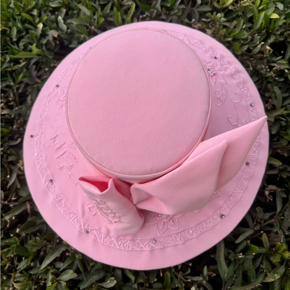 Elegant Pink Women's Hat Vintage Tea By Studio B - Picture 9 of 9